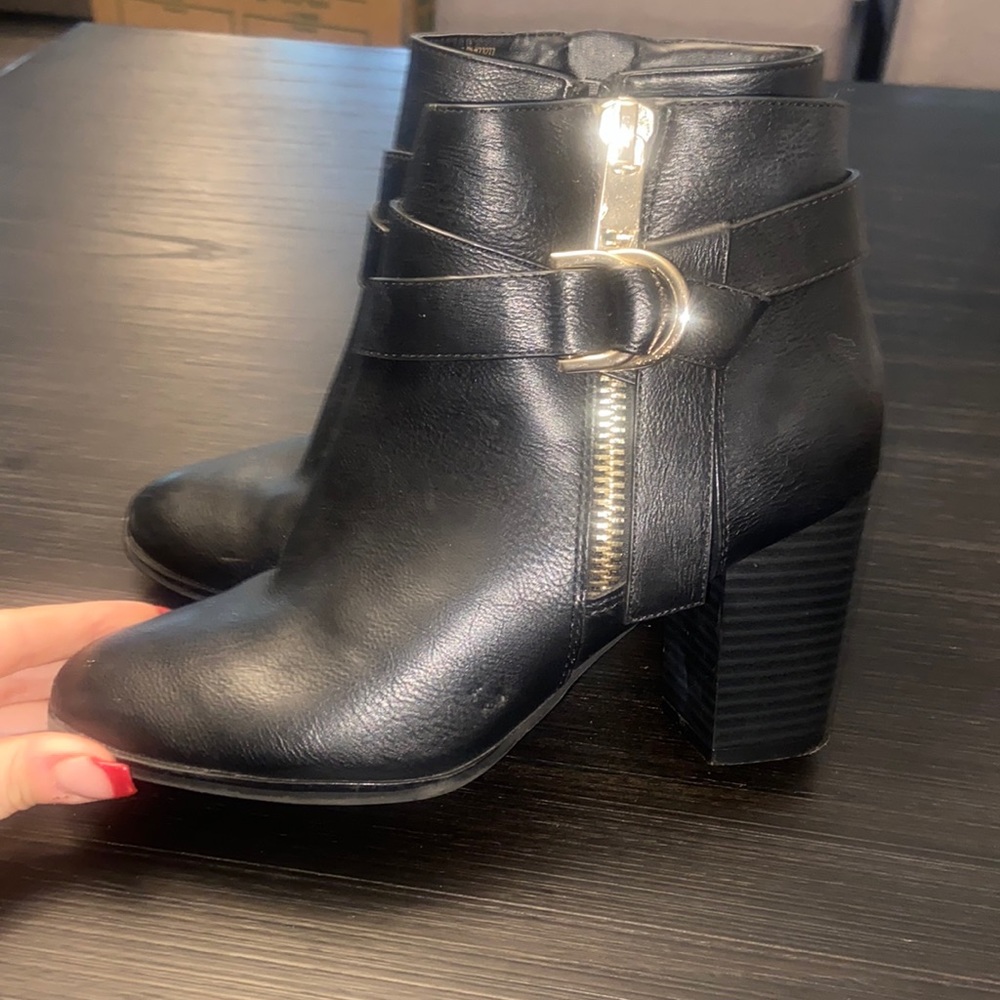 Gently worn, leather high heel booties